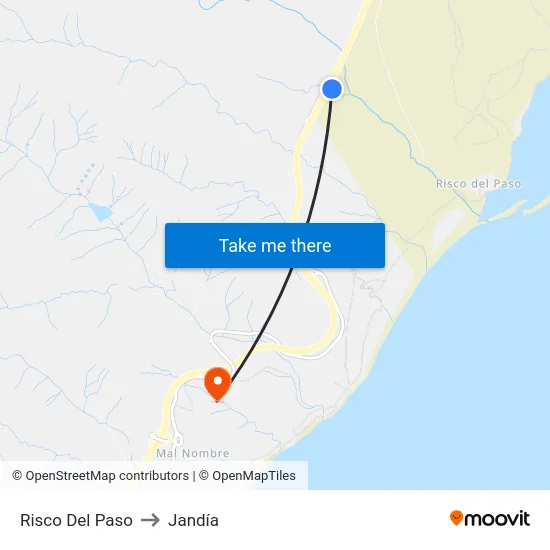 Risco Del Paso to Jandía map