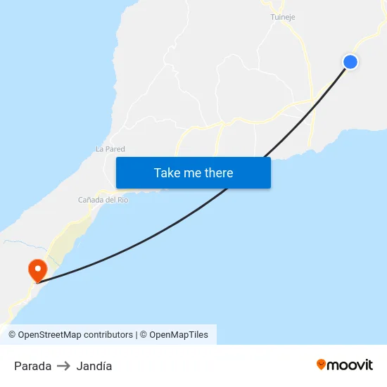Parada to Jandía map