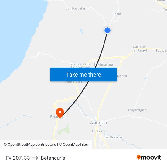 Fv-207, 33 to Betancuría map
