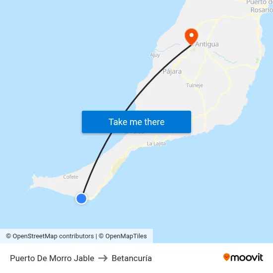 Puerto De Morro Jable to Betancuría map