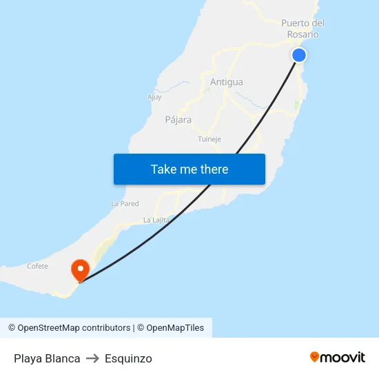 Playa Blanca to Esquinzo map