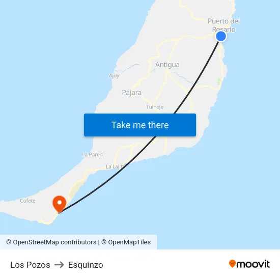 Los Pozos to Esquinzo map