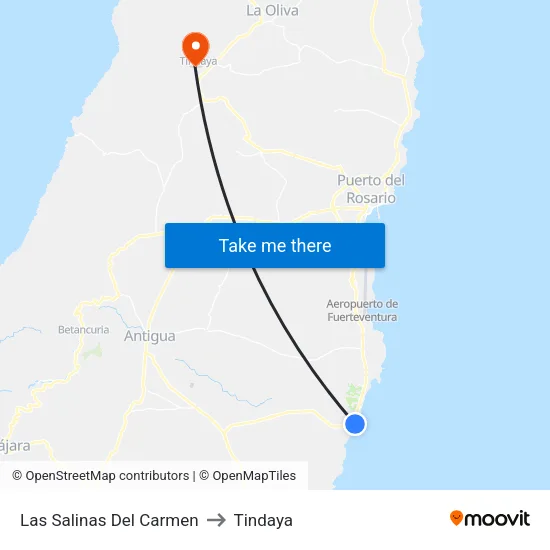 Las Salinas Del Carmen to Tindaya map
