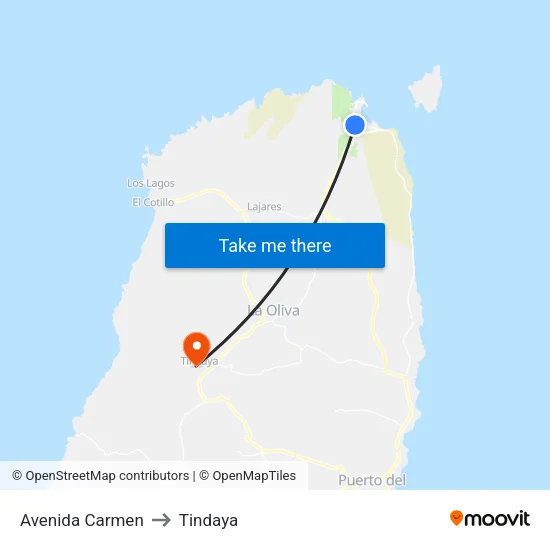 Avenida Carmen to Tindaya map