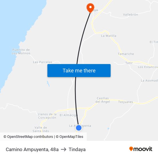 Camino Ampuyenta, 48a to Tindaya map
