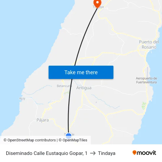 Diseminado Calle Eustaquio Gopar, 1 to Tindaya map