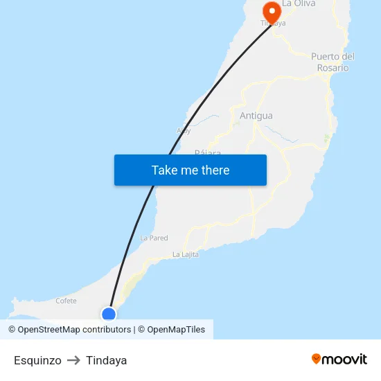 Esquinzo to Tindaya map