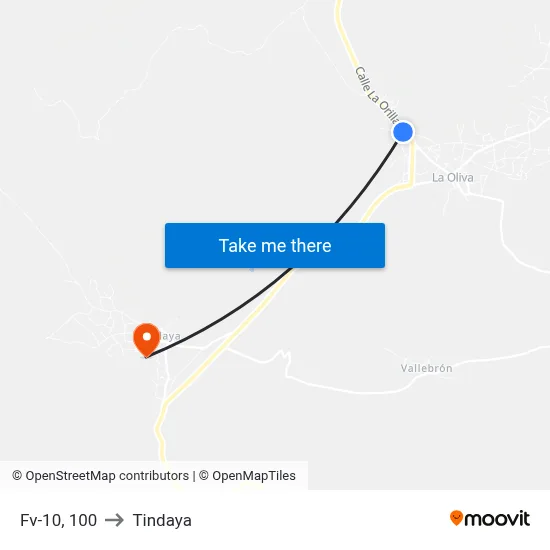 Fv-10, 100 to Tindaya map