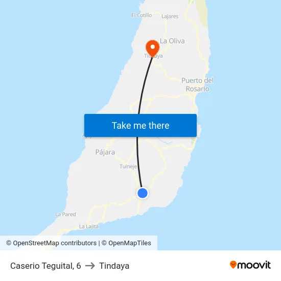 Caserio Teguital, 6 to Tindaya map