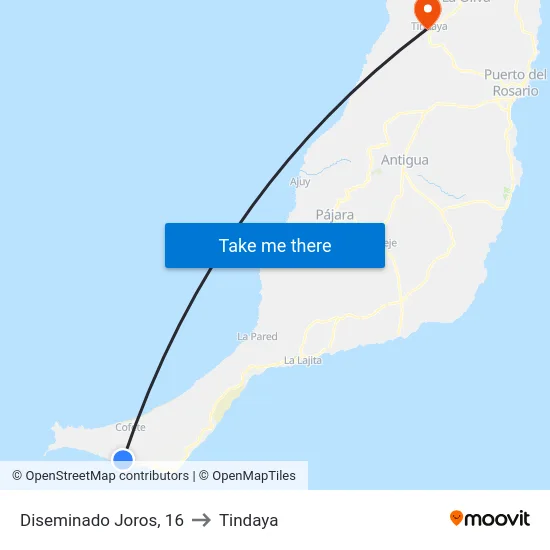 Diseminado Joros, 16 to Tindaya map