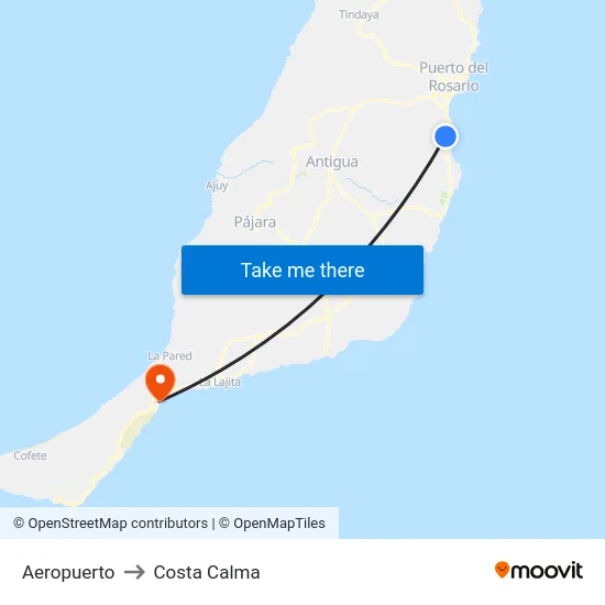 Aeropuerto to Costa Calma map