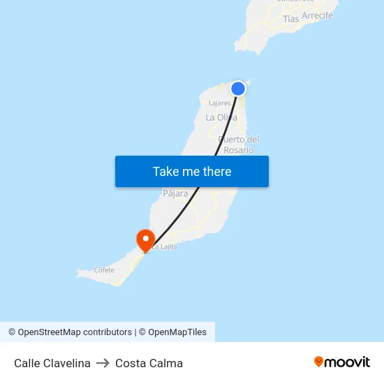 Calle Clavelina to Costa Calma map