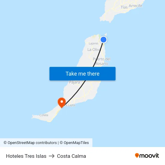 Hoteles Tres Islas to Costa Calma map