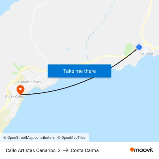 Calle Artistas Canarios, 2 to Costa Calma map