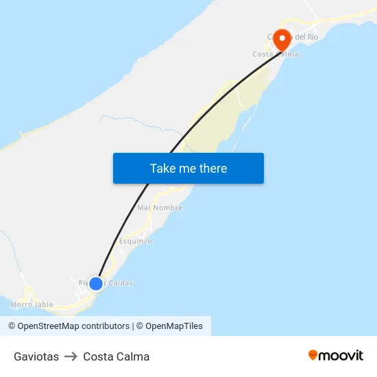 Gaviotas to Costa Calma map