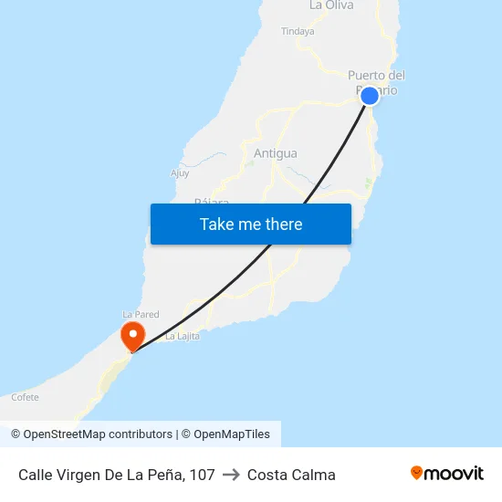 Calle Virgen De La Peña, 107 to Costa Calma map