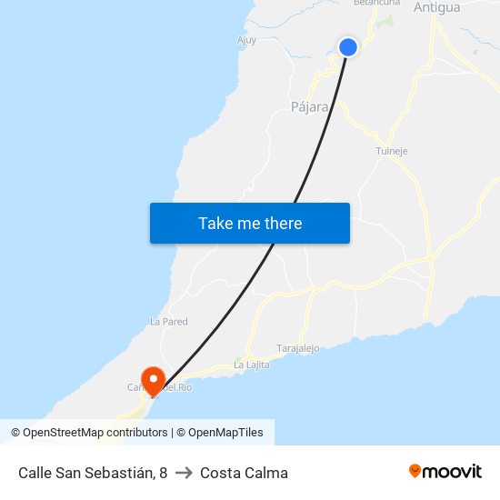 Calle San Sebastián, 8 to Costa Calma map