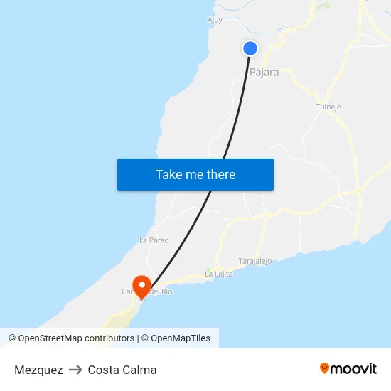 Mezquez to Costa Calma map