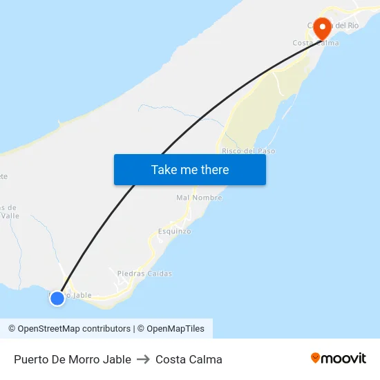 Puerto De Morro Jable to Costa Calma map