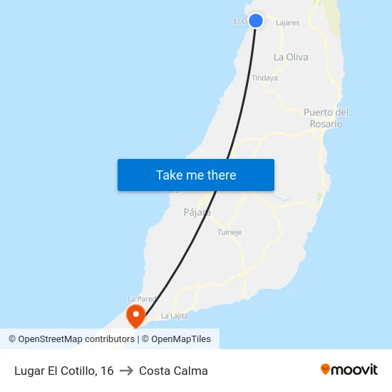 Lugar El Cotillo, 16 to Costa Calma map