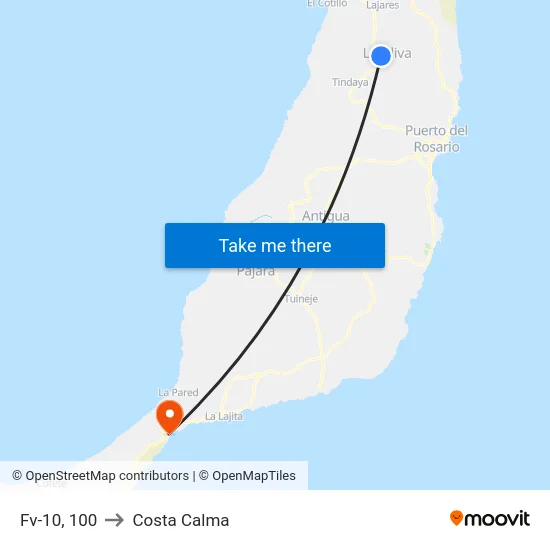 Fv-10, 100 to Costa Calma map