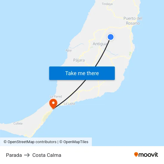 Parada to Costa Calma map