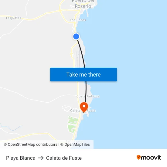 Playa Blanca to Caleta de Fuste map