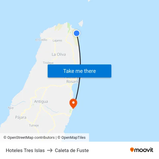 Hoteles Tres Islas to Caleta de Fuste map