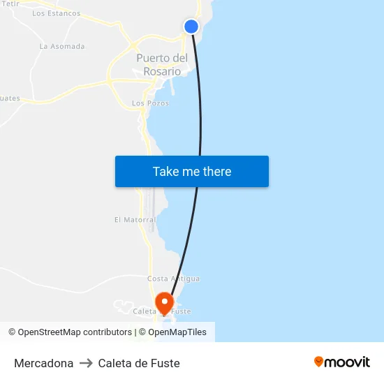 Mercadona to Caleta de Fuste map
