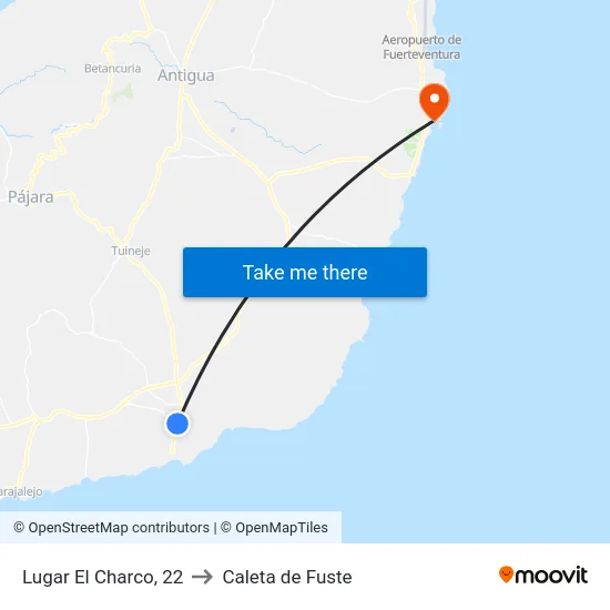 Lugar El Charco, 22 to Caleta de Fuste map