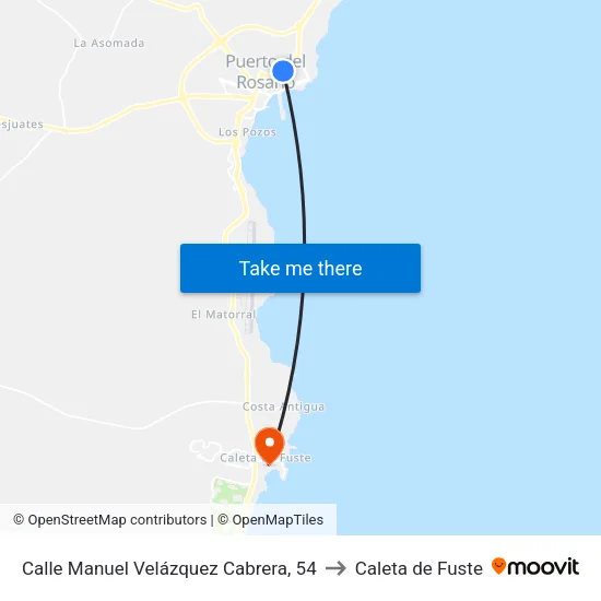Calle Manuel Velázquez Cabrera, 54 to Caleta de Fuste map