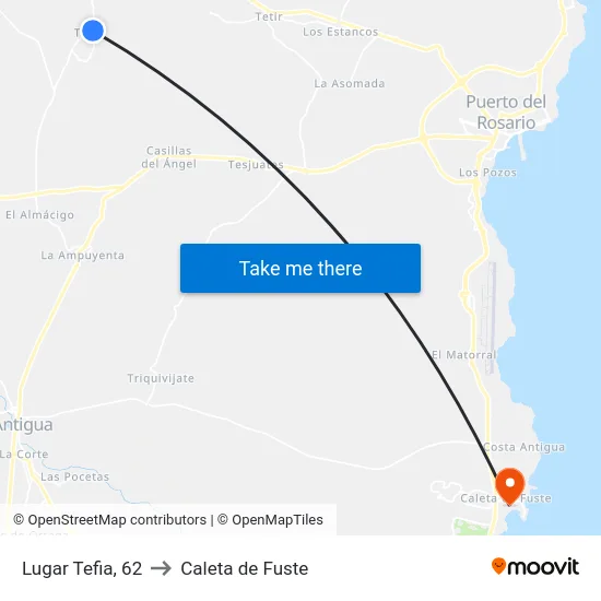 Lugar Tefia, 62 to Caleta de Fuste map