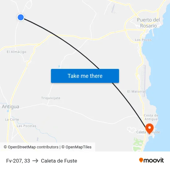 Fv-207, 33 to Caleta de Fuste map