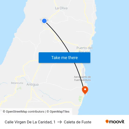 Calle Virgen De La Caridad, 1 to Caleta de Fuste map