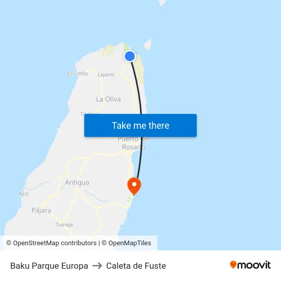 Baku Parque Europa to Caleta de Fuste map