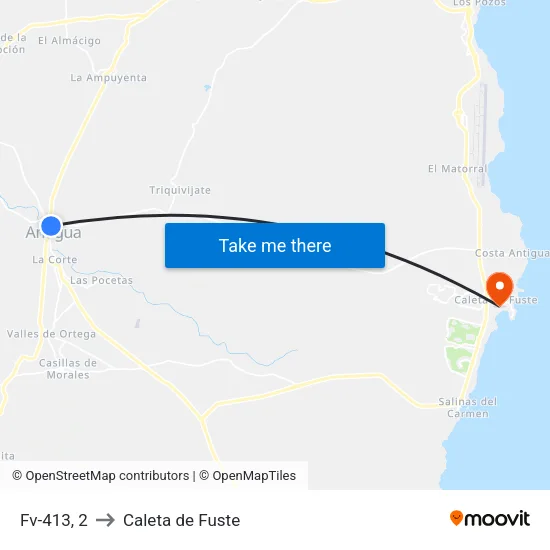 Fv-413, 2 to Caleta de Fuste map
