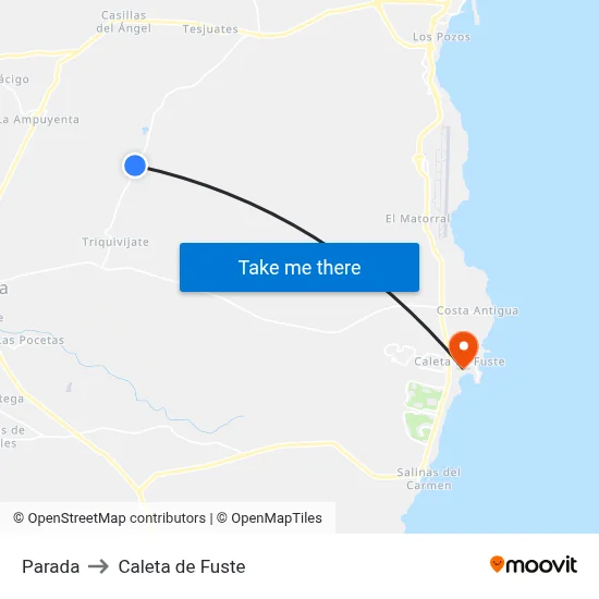 Parada to Caleta de Fuste map