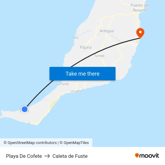 Playa De Cofete to Caleta de Fuste map