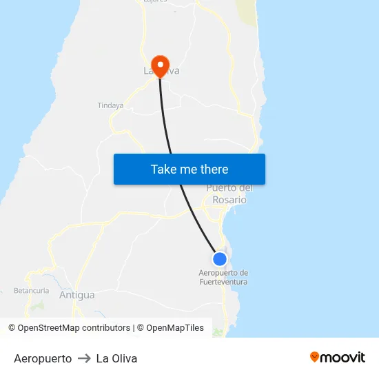 Aeropuerto to La Oliva map