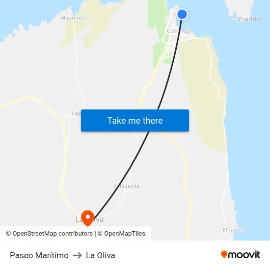 Paseo Marítimo to La Oliva map