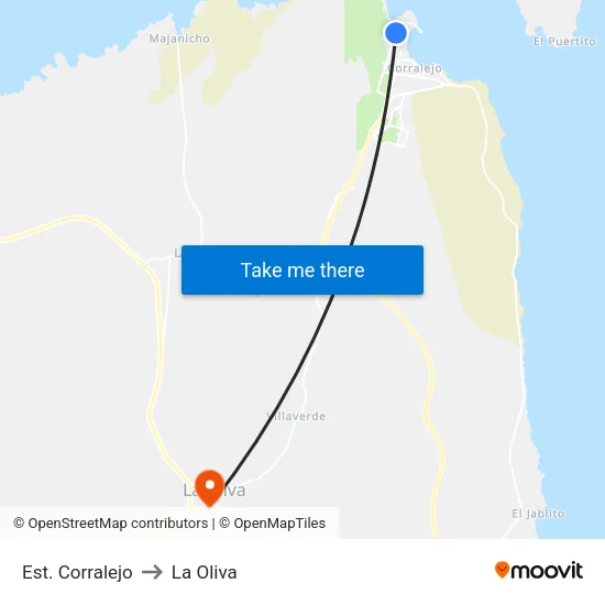 Est. Corralejo to La Oliva map