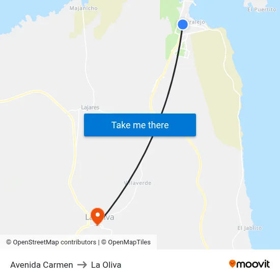 Avenida Carmen to La Oliva map