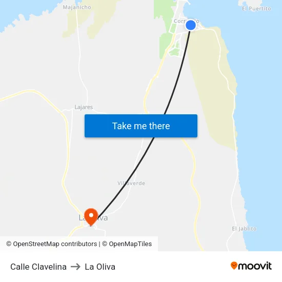 Calle Clavelina to La Oliva map