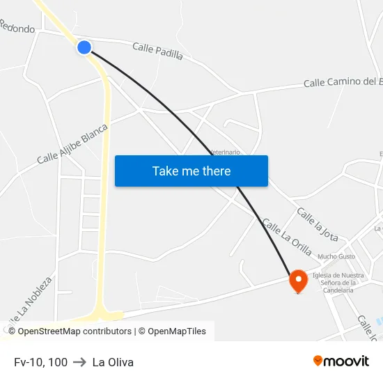 Fv-10, 100 to La Oliva map