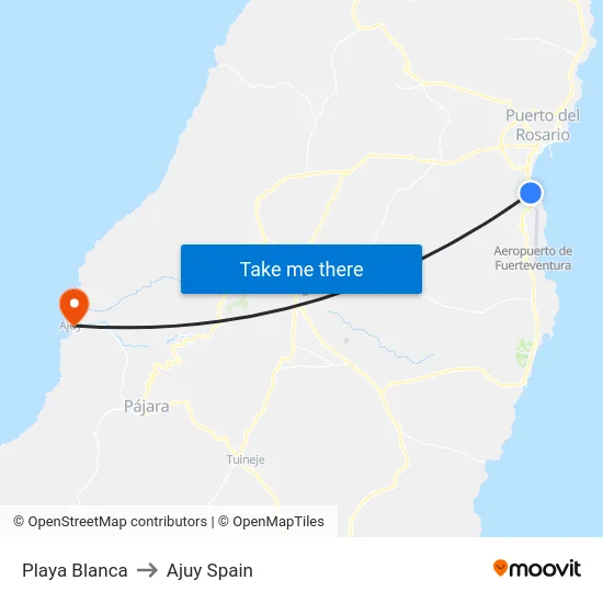 Playa Blanca to Ajuy Spain map
