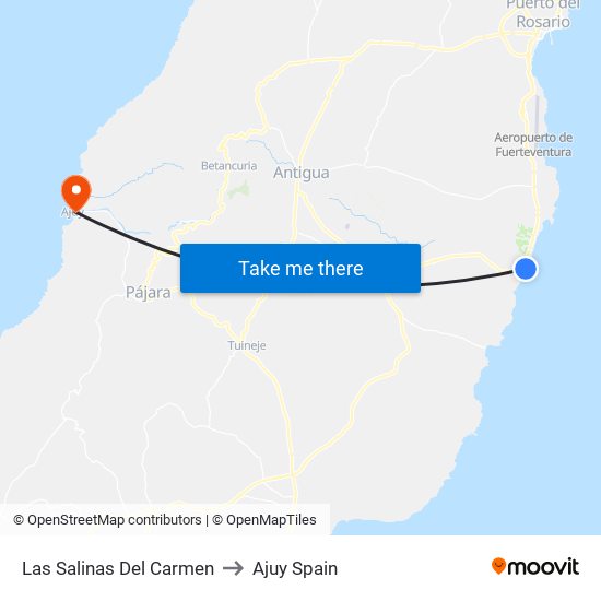 Las Salinas Del Carmen to Ajuy Spain map