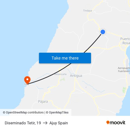 Diseminado Tetir, 19 to Ajuy Spain map