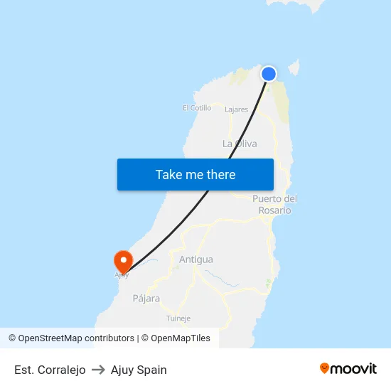 Est. Corralejo to Ajuy Spain map
