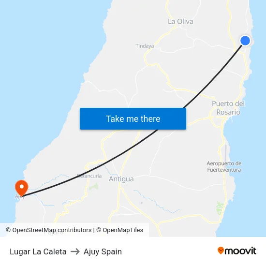 Lugar La Caleta to Ajuy Spain map