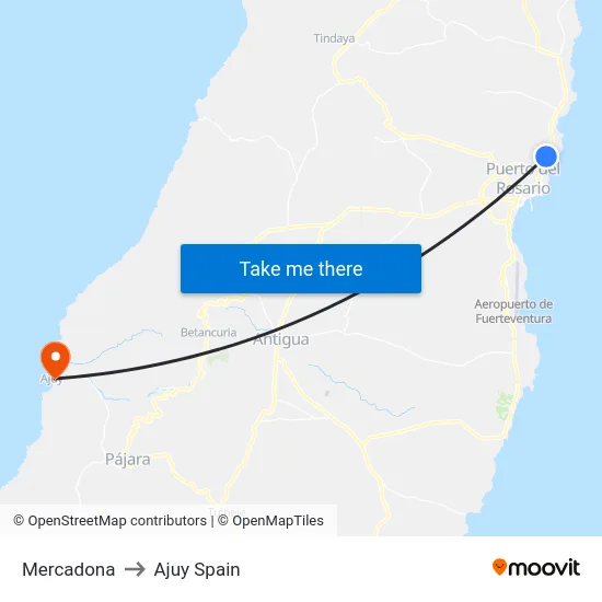Mercadona to Ajuy Spain map